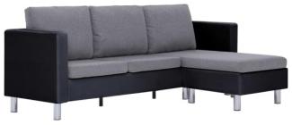 vidaXL 3-Sitzer-Sofa mit Kissen Schwarz Kunstleder [282204]