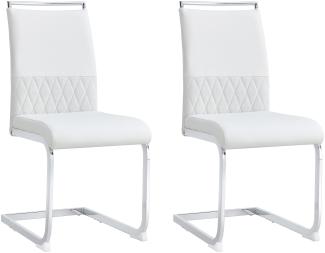Merax Moderne Esszimmerstühle 2er Set, hoher Rücken gepolstert Side Chair, für Esszimmer, Küche, Gast Bürostuhl, Weiß