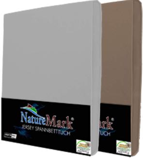 NatureMark 2er Pack Jersey Spannbettlaken, Spannbetttuch 100% Baumwolle in vielen Größen und Farben MARKENQUALITÄT ÖKOTEX Standard 100 | 140 x 200 cm - 160 x 200 cm -Sand/Silber