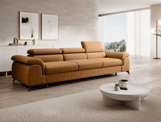 Big Sofa Couchgarnitur BASTIEN Megasofa mit Schlaffunktion Stoff Whisper Amber
