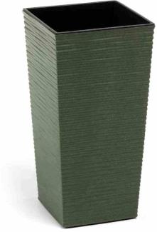 SIENA GARDEN Pflanzgefäß ECO Nizza, grün, 25 x 25 x 46,5 cm Kunststoffgefäß mit Holzfaseranteil und Einsatz