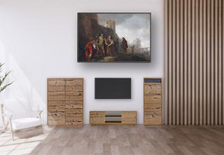 Wohnwand Set modern 3 teilig TV Lowboard, Sideboard, Highboard für Wohnzimmer oder Kinderzimmer Fichte