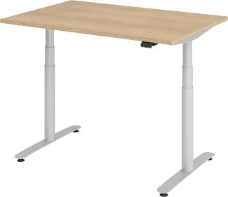 bümö® smarter Schreibtisch Serie-XDLR elektrisch höhenverstellbar mit App-Steuerung 120 x 80 cm in Eiche / Silber