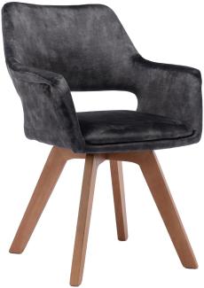 Stuhl >KLARA< (2er-Set) in grau aus Samt - 52x89x63,5cm (BxHxT)