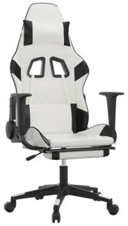 Gaming-Stuhl mit Massage & Fußstütze Weiß & Schwarz Kunstleder, Drehbar [345531]