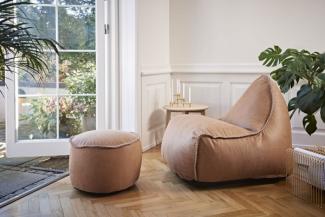 RETROit Dunes Sitzsack Sparset Sessel mit Hocker aus Naturleder Camel