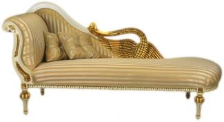 Casa Padrino Barock Luxus Chaiselongue Antik Weiss / Gold - Golden Wings - Luxus Qualität