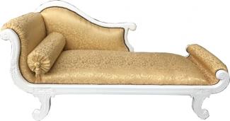 Casa Padrino Barock Chaiselongue Modell XXL Gold Muster / Weiß - Recamiere Wohnzimmer Möbel