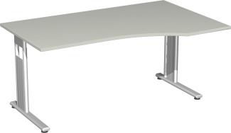 PC-Schreibtisch 'C Fuß Flex' rechts, feste Höhe 180x100x72cm, Lichtgrau / Silber