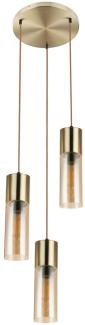 LED Hängeleuchte, Messing, Glas, amber-farben, H 150 cm