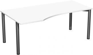 PC-Schreibtisch '4 Fuß Flex' links, feste Höhe 180x100x72cm, Weiß / Anthrazit