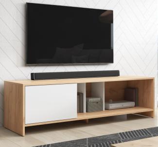 TV-Lowboard Steena in Wotan Eiche und weiß 140 cm