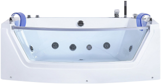 Whirlpool Badewanne weiß rechteckig mit LED 175 x 85 cm FUERTE