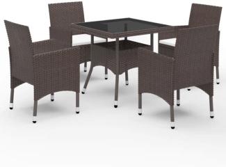 vidaXL 5-tlg. Garten-Essgruppe Poly Rattan und Hartglas Braun