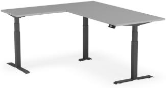 elektrisch höhenverstellbarer Schreibtisch L-SHAPE 200 x 170 x 60 - 90 cm - Gestell Schwarz, Platte Grau