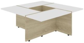 vidaXL Couchtisch Weiß und Sonoma-Eiche 79,5x79,5x30 cm Spanplatte
