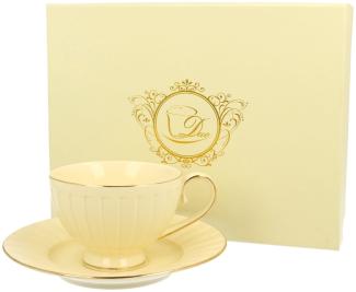 DUO ECRU Tasse 220 ml NINA mit Untertasse, New Bone China Porzellan