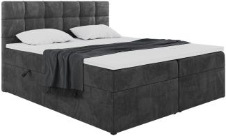 MEBLINI Boxspringbett TAPO 1 120x200 cm mit Bettkasten - H3/Schwarz Samt Polsterbett - Doppelbett mit Topper & Taschenfederkern-Matratze