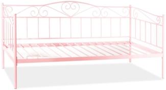 Casa Padrino Landhausstil Bett Rosa 208 x 96 x H. 97 cm - Metall Einzelbett - Schlafzimmer Möbel im Landhausstil