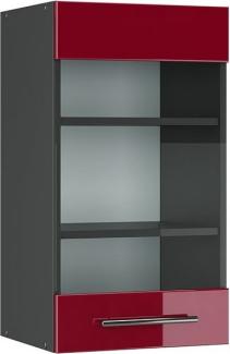 Vicco Hängeglasschrank 40 cm Küchenschrank Hängeschrank Küchenzeile Fame-Line (Bordeaux Hochglanz)