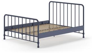 BRONXX Jugendbett mit Liegefläche 160 xx 200 cm, Ausf. Metall Denim Blau matt