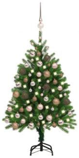 vidaXL Künstlicher Weihnachtsbaum mit LEDs & Kugeln 120 cm Grün, Mit Beleuchtung [3077639]
