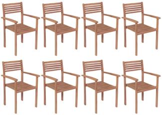 Stapelbare Gartenstühle 8 Stk. Massivholz Teak