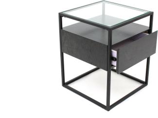 Concept Bozen III Beistelltisch Klarglas mit Schublade Schwarz