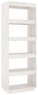Bücherregal/Raumteiler Weiß 60x35x167 cm Massivholz Kiefer