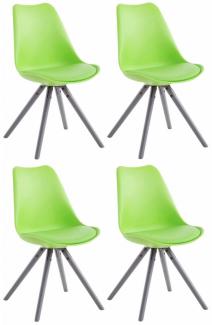 4er Set Stühle Toulouse Kunstleder Rund grau (Farbe: grün)