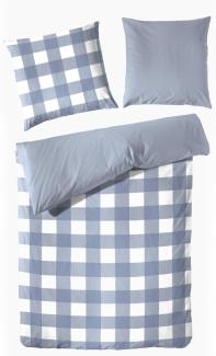 Traumhaft gut schlafen – Perkal-Bettwäsche, 2-teilig, mit Karo-Muster, versch. Farben und Größen : 80 x 80 cm, 155 x 220 cm : Jeans