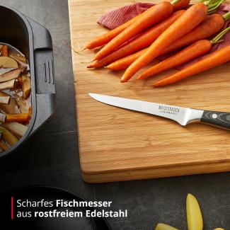 Meisterkoch Ausbeinmesser Messer Küchenmesser | 15 cm Klinge aus rostfreiem deutschen Edelstahl | ergonomischer Micarta-Griff mit Fingerschutz, 3-fach vernietet