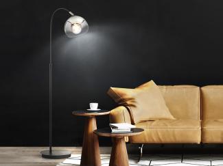 Bogenlampe Schwarz mit Rauchglas & Deko LED - höhenverstellbar 105-140cm