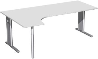 PC-Schreibtisch 'C Fuß Pro' links, feste Höhe 200x120x72cm, Lichtgrau / Silber