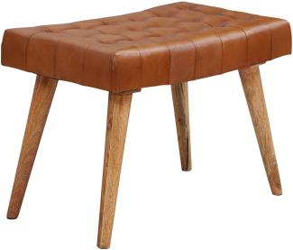 KADIMA DESIGN Moderner Chesterfield-Lederhocker für Wohnzimmer - Stilvoller Sitzakzent mit robusten Holzbeinen.