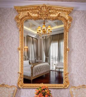 Casa Padrino Luxus Barock Spiegel Gold H. 175 cm - Prunkvoller Barockstil Wandspiegel - Made in Italy