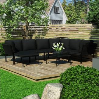 Merax Gartenlounge-Set aus PVC und Stahlgestell mit Armlehne, Balkonset, Gartengarnitur, (8-tlg), Gartenmöbel Set für 7 Personen mit Tisch und Kissen