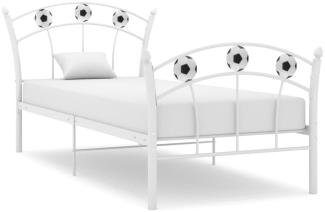 vidaXL Einzelbett mit Fußball-Design Weiß Metall 90x200 cm