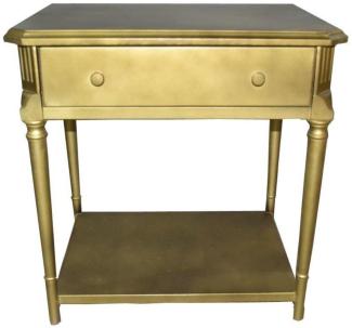 Casa Padrino Luxus Art Deco Nachttisch mit Schublade Gold - Antik Stil Beistelltisch - Nachtkommode - Nachtschrank