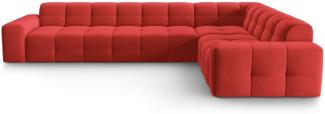 Micadoni 6-Sitzer Samtstoff Ecke rechts Sofa Kendal | Bezug Red | Beinfarbe Black Beech Wood