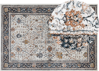 Teppich beige blau orientalisches Muster 160 x 230 cm Kurzflor ARATES