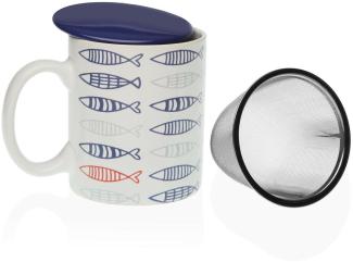 Filtertasse für Teeaufgüsse Versa Fische Porzellan Steingut