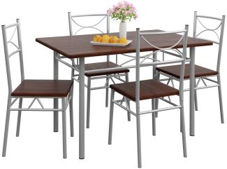 Casaria Esstisch Küchentisch mit 4 Stühlen Esszimmergruppe Essgruppe Küche Tisch Stuhl Set Eiche dunkel