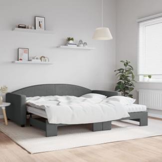 Tagesbett Ausziehbar mit Matratzen Dunkelgrau 100x200 cm Stoff (Farbe: Grau)