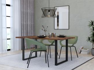 FORTE Tables Esstisch, Holzwerkstoff, Braun/Schwarz, 160 x 74,7 x 90 cm