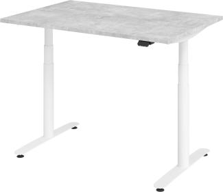 bümö® smarter Schreibtisch Serie-XDLR elektrisch höhenverstellbar mit App-Steuerung 120 x 80 cm in Beton / Weiß