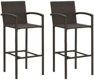 Barhocker 2 Stk. Braun Poly Rattan