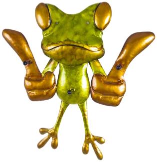 Wandgarderobe >Frog< in grün aus Metall - 48x50x8cm (BxHxT)