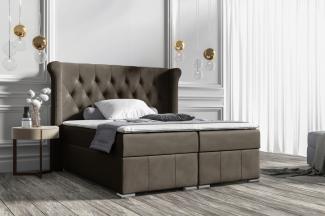 Stylefy 'Alonzo' Boxspringbett, Velours Jasmine Braun 200 x 200 cm