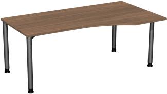 PC-Schreibtisch '4 Fuß Flex' rechts, höhenverstellbar, 180x100cm, Nussbaum / Anthrazit